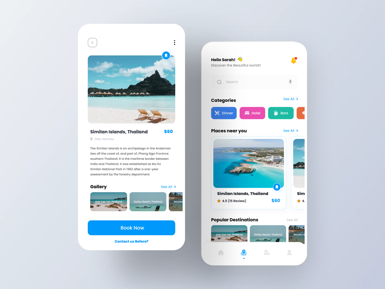 Travel App UI Design by Oussama ELBAZ on Dribbble