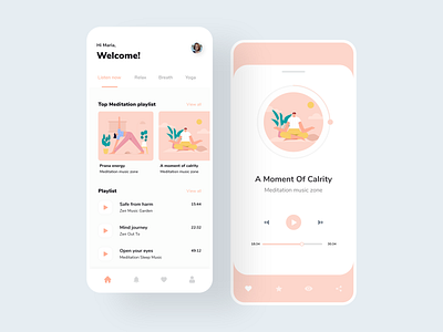 Meditation App adobe xd android app app concept app designer app ui app ui kit app ui ux design figma ios app minimal ui mobile mobile app development mobile app experience mobile app ui mobile apps sketch ui ui ux design ux design