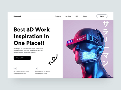 3D Work Web Site 3d adobe xd daily ui design graphic design hero section home page interface landing page minimal ui ui ui ux design uiux user experience ux design web web page web site web ui webdesign