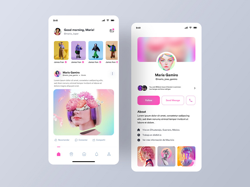 Social app design by Oussama ELBAZ on Dribbble