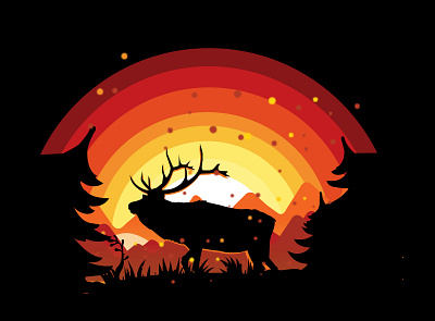 Wild life at night art autumn branding concept design forest illustration landscape logo nature nightlife tree ui vector