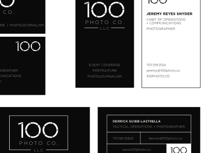 100 Photo Co. branding business cards photography