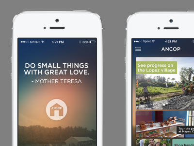 ANCOP App Concept app charity iphone non profit ui ux