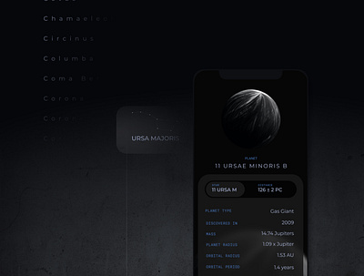 Exoplanets. IOS mobile app. Case study concept cosmic design figma mobile nasa planet science space ui ux