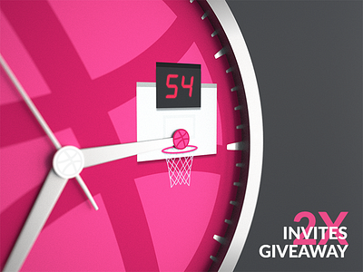 2x Dribbble Invites Giveaway #1 2x 3d clock debuts design dribbble giveaway invitation invites render wall watch