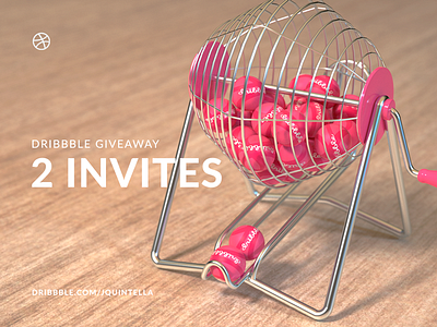 2x Dribbble Invites Giveaway #2 2x 3d ball debuts dribbble giveaway invitation invites lottery machine render