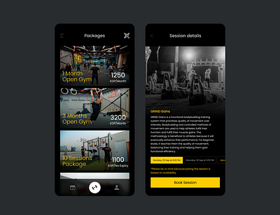 The Fitness Grind - Mobile App adobe xd black fitness gym gym app gymnastics mobile app mobile app design mobile ui trending ui ux ui ux design