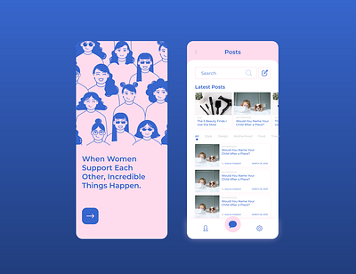 Heya - Mobile App adobe xd blue chat girls mobile app mobile app design mobile design mobile ui pink posts trending ui ux ui ux design women