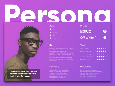 Persona Andre app branding design gradient graphic design persona presentation process product design profile typography ui ux
