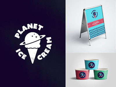 Planet Ice Cream Logo & Mockups