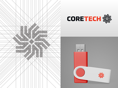 Coretech Logo Mark, Grid System and Mock-up
