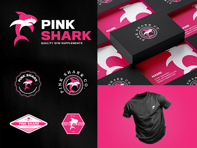 Pink Shark Logo, Badges & Mockup Designs