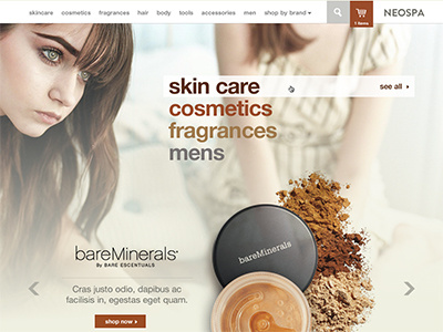 Neospa cosmetics ecommerce makeup ui