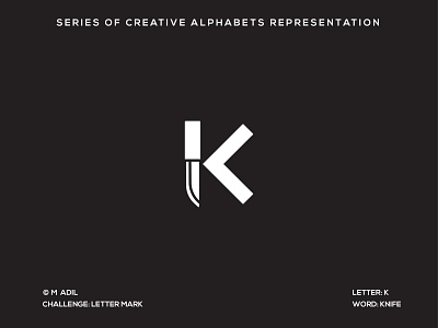 K for Knife branding creative design flat illustration illustrator logo minimal typography vector