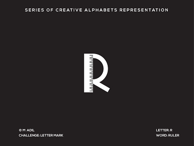 R for Ruler branding creative design flat icon illustration logo minimal typography vector