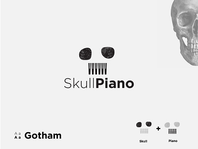 Skull Piano Logo brand identity branding business logo creative design illustration logo minimal minimalism new logo piano logo pictograms skull logo typogaphy