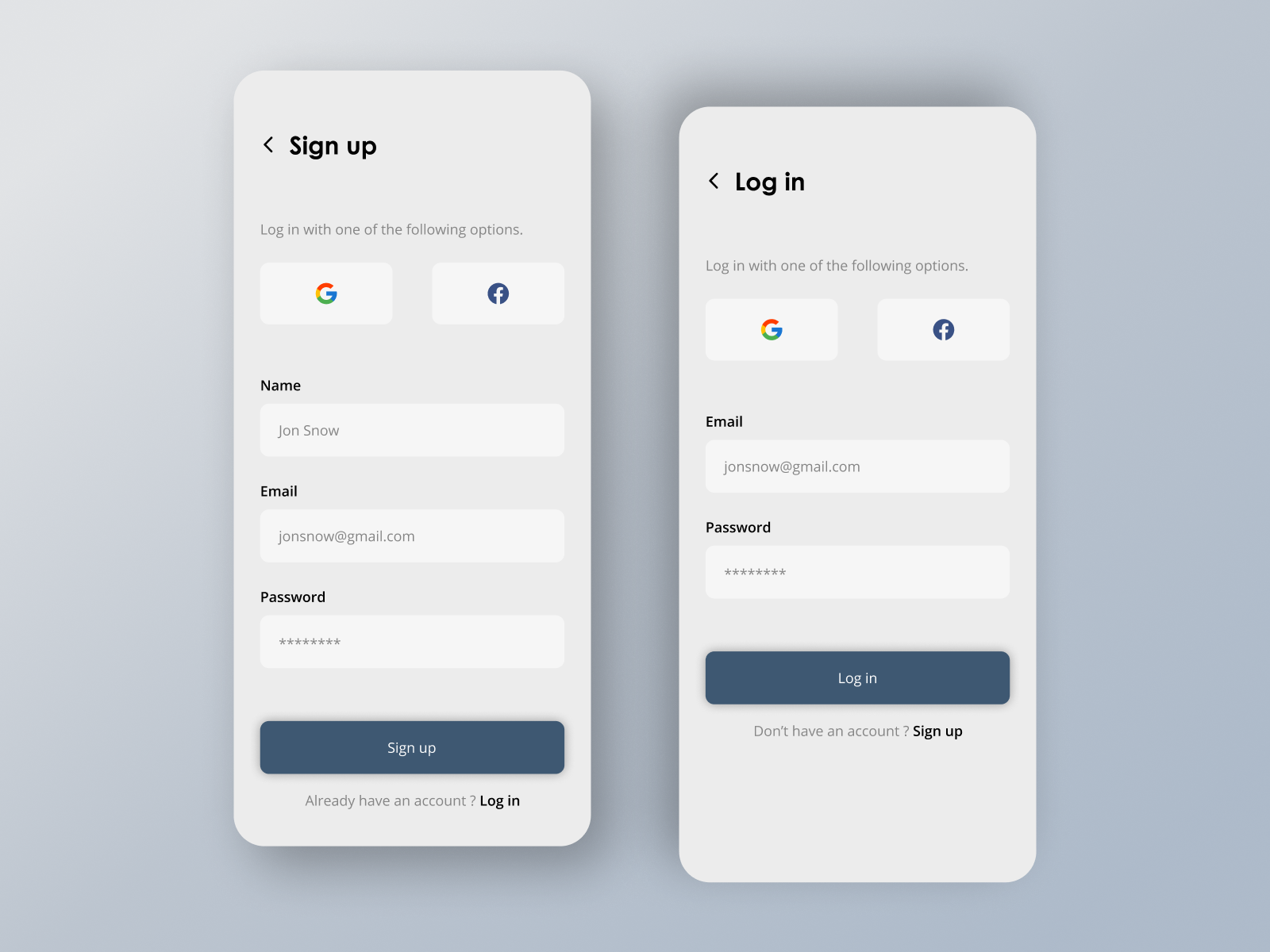 Signup /Login Screens Concept by Visual by Shan on Dribbble