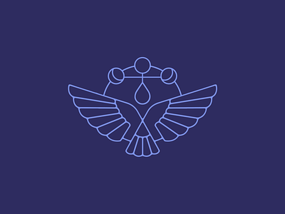 Nightingale bird butterfly icon logo lunar mark moon wellness wings