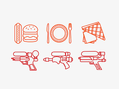 Picnic Icons cute graphic design icon icons illustration line pictograms summer watergun