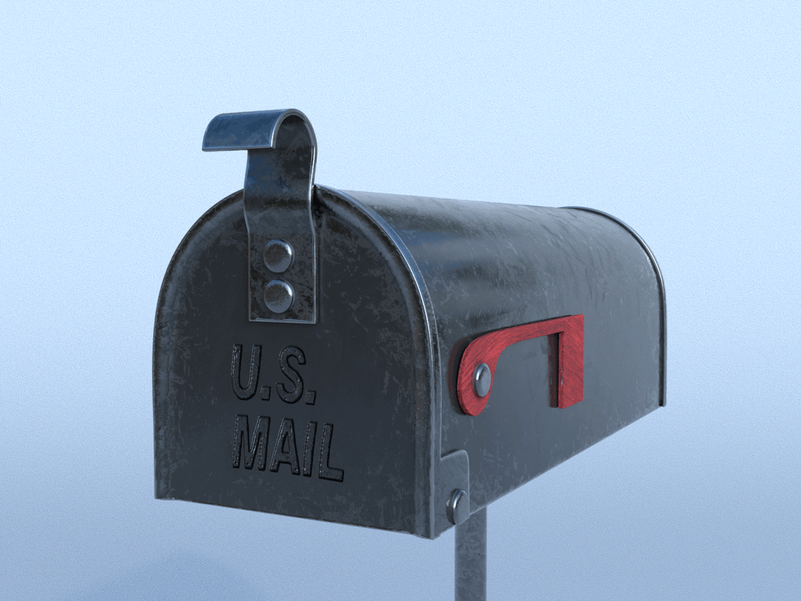 Mailbox with flag. 3d address animation background box business communication concept container delivery design document door email empty envelope illustration letter mail message