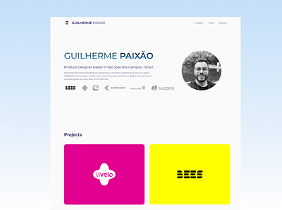 Guilherme | UX Designer Portfolio design freelancer portfolio portfolio site product ui ux