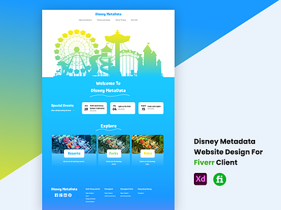 Disney Amusement Park Website Design design illustration landing page typography ui ui design ux web