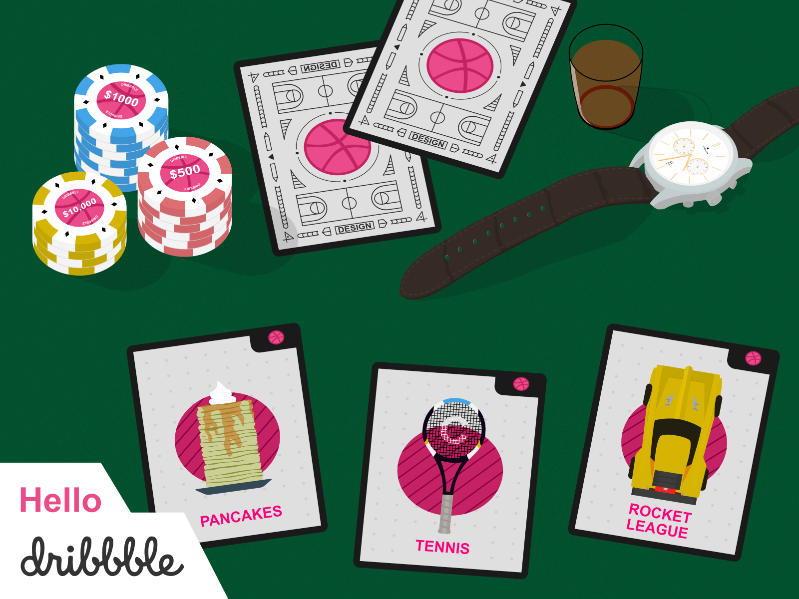 Hello Dribbble! affinity designer cards design casino debut shot dribbble hello dribbble illustration vector