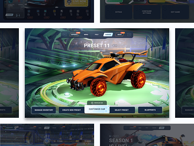 Rocketleague UI Redesign Concept | Screen 2/5 cars concept epic games figma game design modern psyonix redesign rocket league soccer ui ux