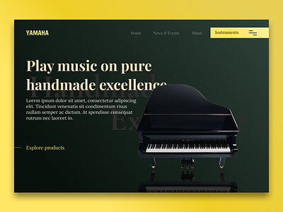 Yamaha LandingPage Concept clean concept dark darkmode figma music piano ui uidesign ux