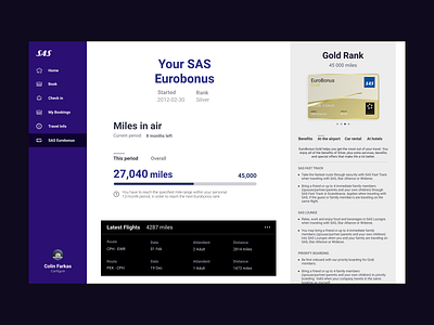 SAS Eurobonus Section | Concept card cards clean design figma ui uidesign ux