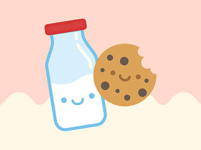 Happy Food Club: Milk and Cookies cookies cute digital arts food icon illustration illustrator milk pastel