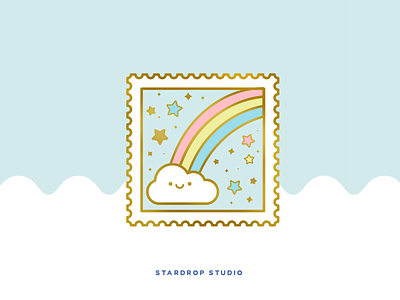 Rainbow Stamp Enamel Pin clouds cute art enamel pin icon illustration illustrator lapel pin pastel rainbow