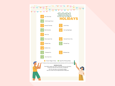 Public Holidays in the Philippines illustration layout pastel