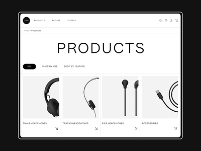 TMA-2 headphones online store design ecommerce design ecommerce shop headphones minimal minimalism shop store ui ux web