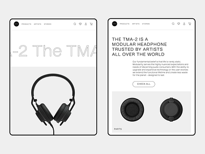 TMA-2 headphone store ecommerce design ecommerce shop figma headphones minimalism shop store typography ui ux web