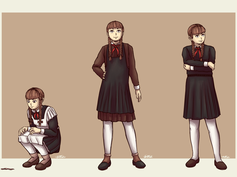 School girl キャラクター,制服,イラスト, концепт арт персонаж арт иллюстрация model sheet illustrator illustration character illustration school uniform concept art character design