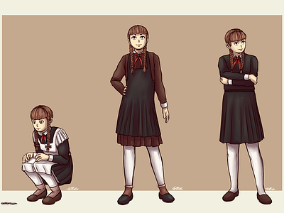 School girl character design character illustration concept art illustration illustrator model sheet school uniform арт иллюстрация концепт арт персонаж キャラクター，制服，イラスト，