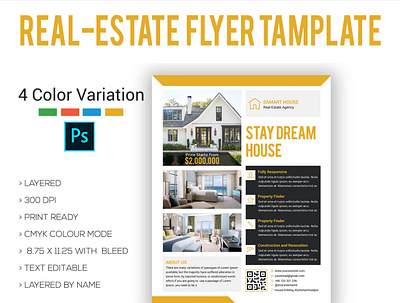 Real-Estate Flyer Template ad ads advert agent bundle business buy dark flyer green home homeowner house leaflet lease loan magazine templatea4