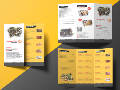 Restaurant Tri-fold Brochure bar brochure burger business classic design dish dribbble best shot drink fold food industry menu print ready professional restaurant restaurant brochure trend 2019 trending yellow