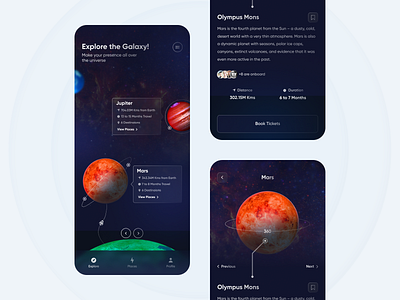 Inter Planetary Travel App Design app dark darktheme design graphics minimal ui uidesign userinterface visual