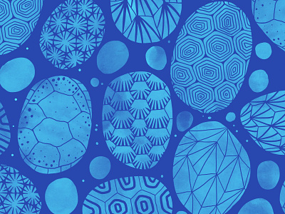 Carapace Turtle Shell Surface Pattern Design - Cobalt Blue aquatic fabric design illustration nature print sea turtle surface design surface pattern tortoise tortoiseshell turtle