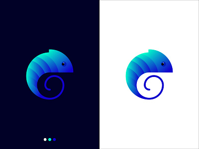 Chameleon Logo - Golden Ration 3d abstract logo animal art brand design brand identity branding creative golden ratio gradient illustration logo minimal modern vector