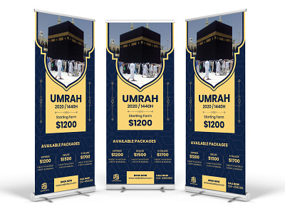 Hajj Umrah Promotional Roll Up Banner banner design banners branding event banner package ppromotional rollup stand banner travel umrah