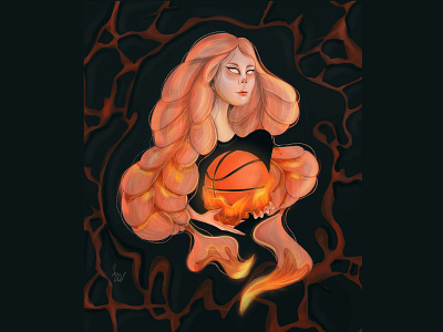 Lava Mermaids Basketball Club art artist artwork ball girl illustration mermaid procreate