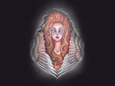 Owl soul art artist artwork drawing fairy girl illustration owl portrait procreate wings wingsart