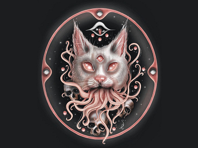 Lovecraft's cat art artist artwork cat darkart illustration lovecraft monster octopus procreate