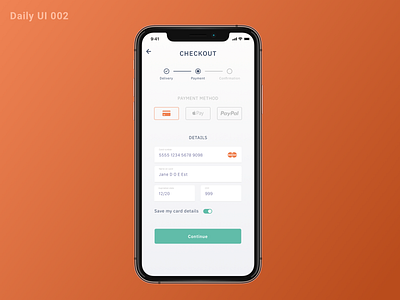 Daily UI #002 - Credit Card Checkout checkout credit card payment daily ui 002 dailyui mobile ui