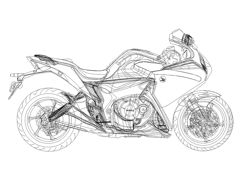 Honda: wireframe to illustration 2d after effects animation art bike branding design gif illustration illustrator red transformation