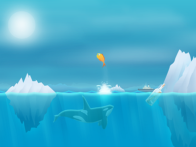 Fishy hopes... app blue design endless game fish illustration ios iphone photoshop sea vector winter