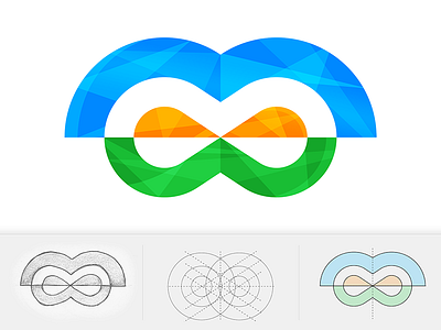 'M'finity - v2 2d blue design green horizon icon infinity letter logo orange photoshop typography